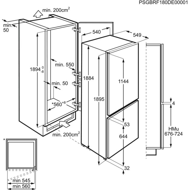 Хладилник с фризер за вграждане Electrolux LNS9TE19S